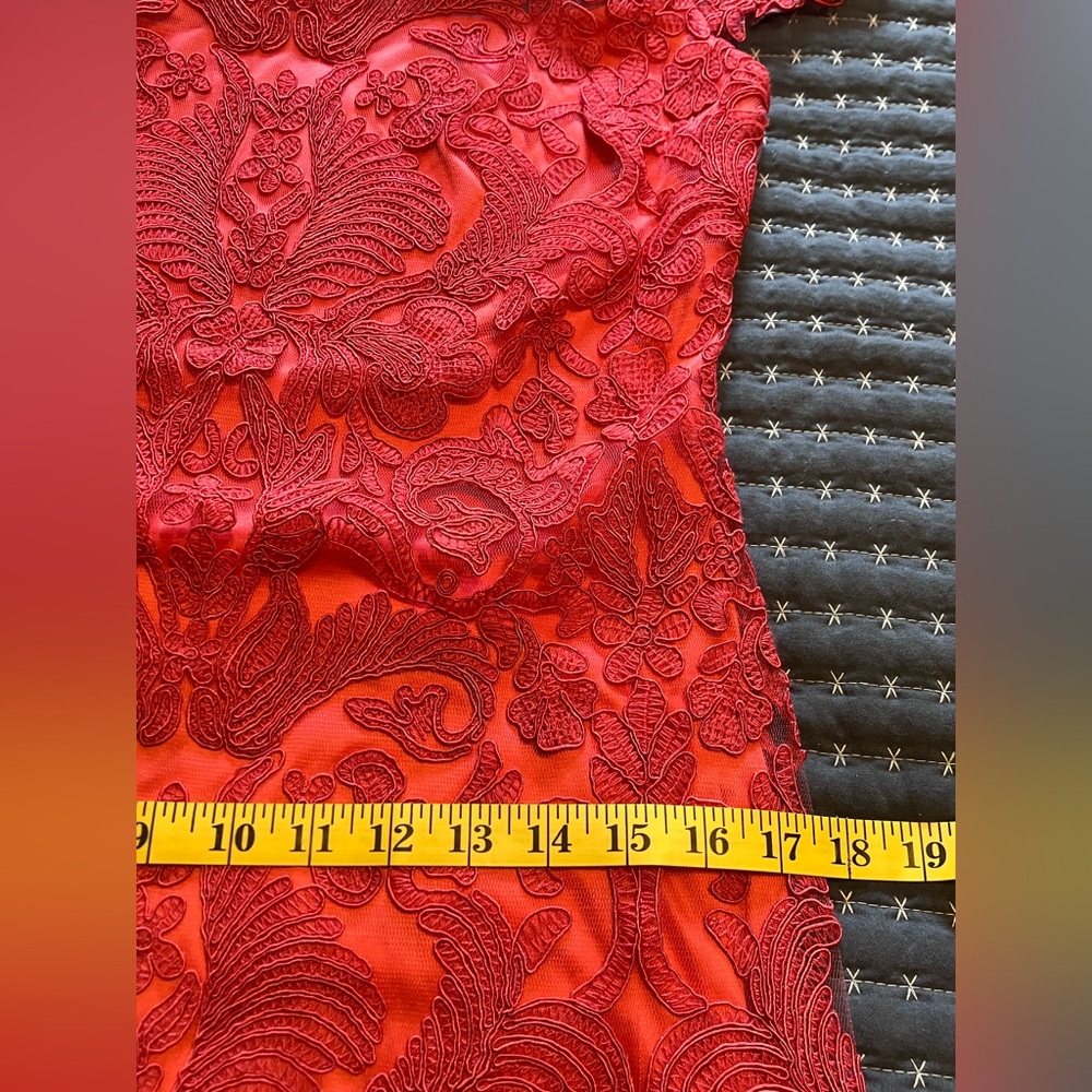 TADASHI SHOJI  CORDED EMBROIDERY ON TULLE CAP SLEEVE DRESS - Picture 10 of 14